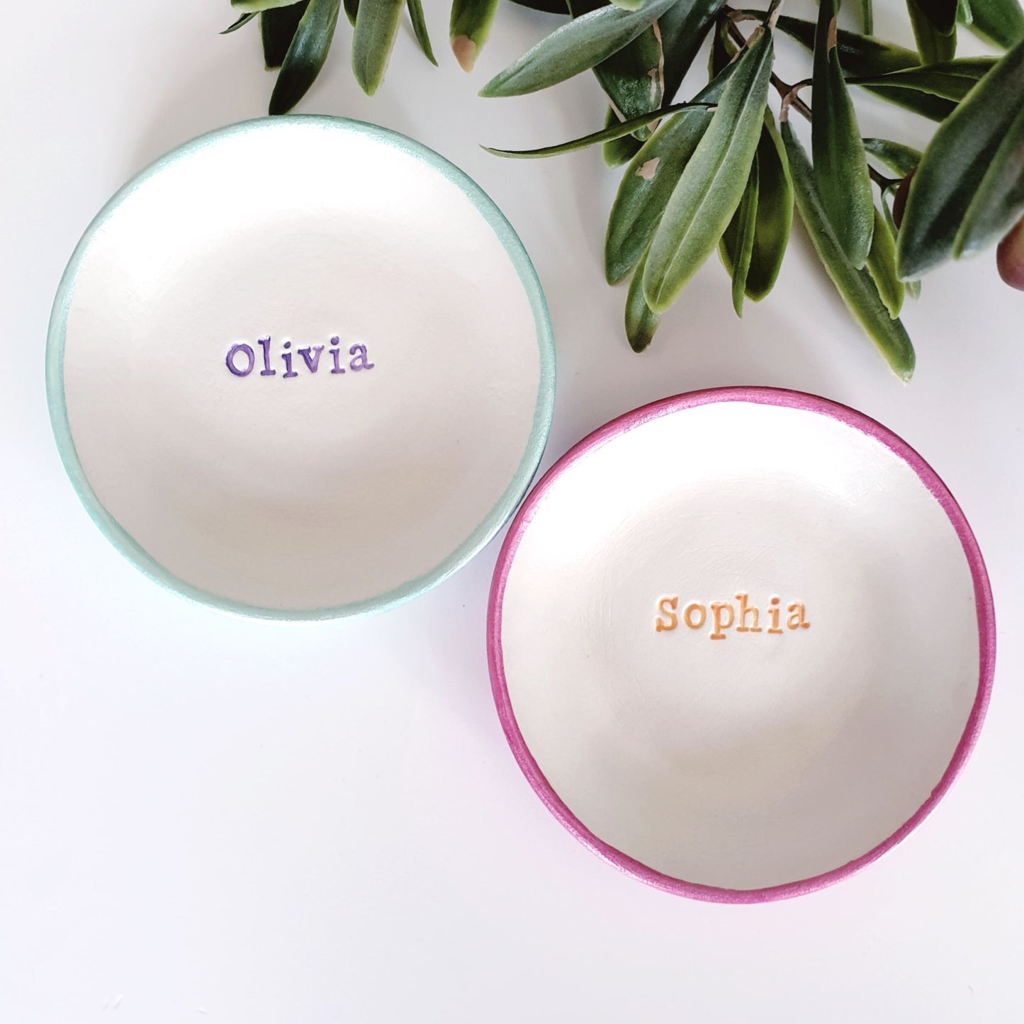 Personalised name colourful ring dish