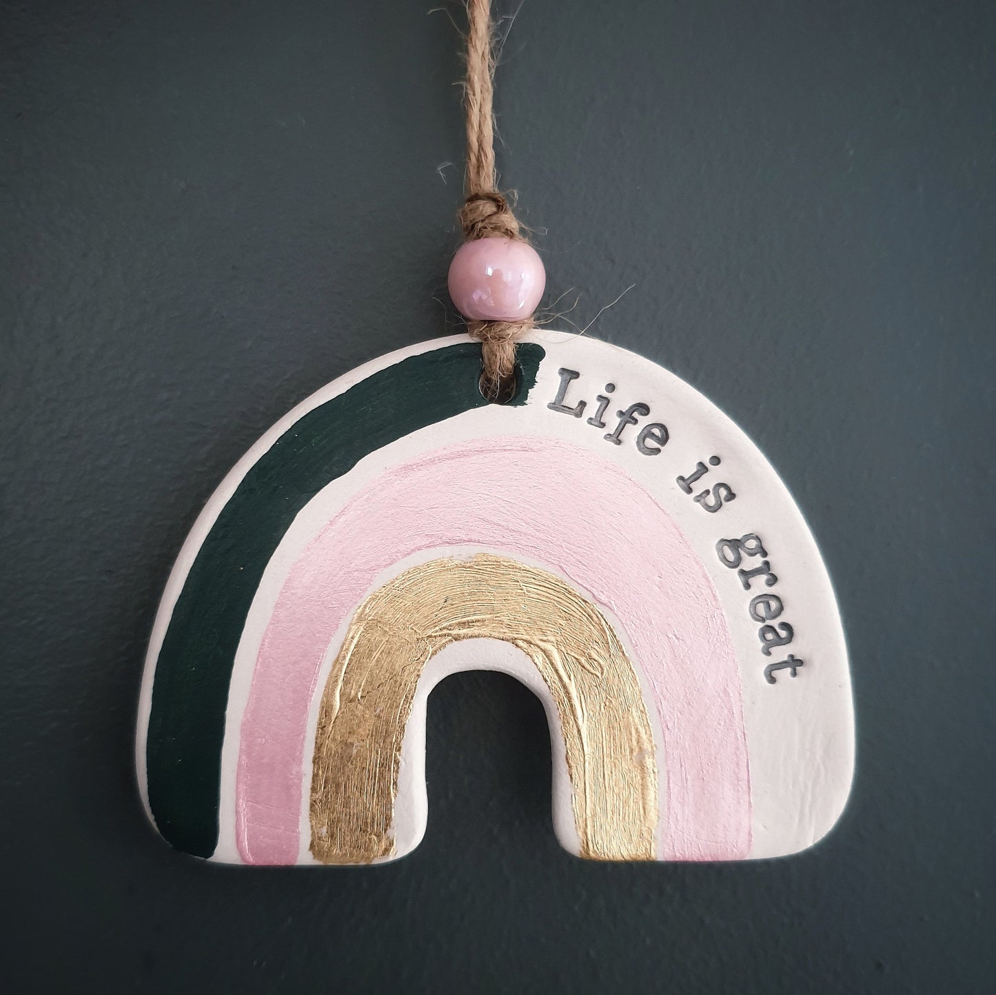 Life is great rainbow wall hanging