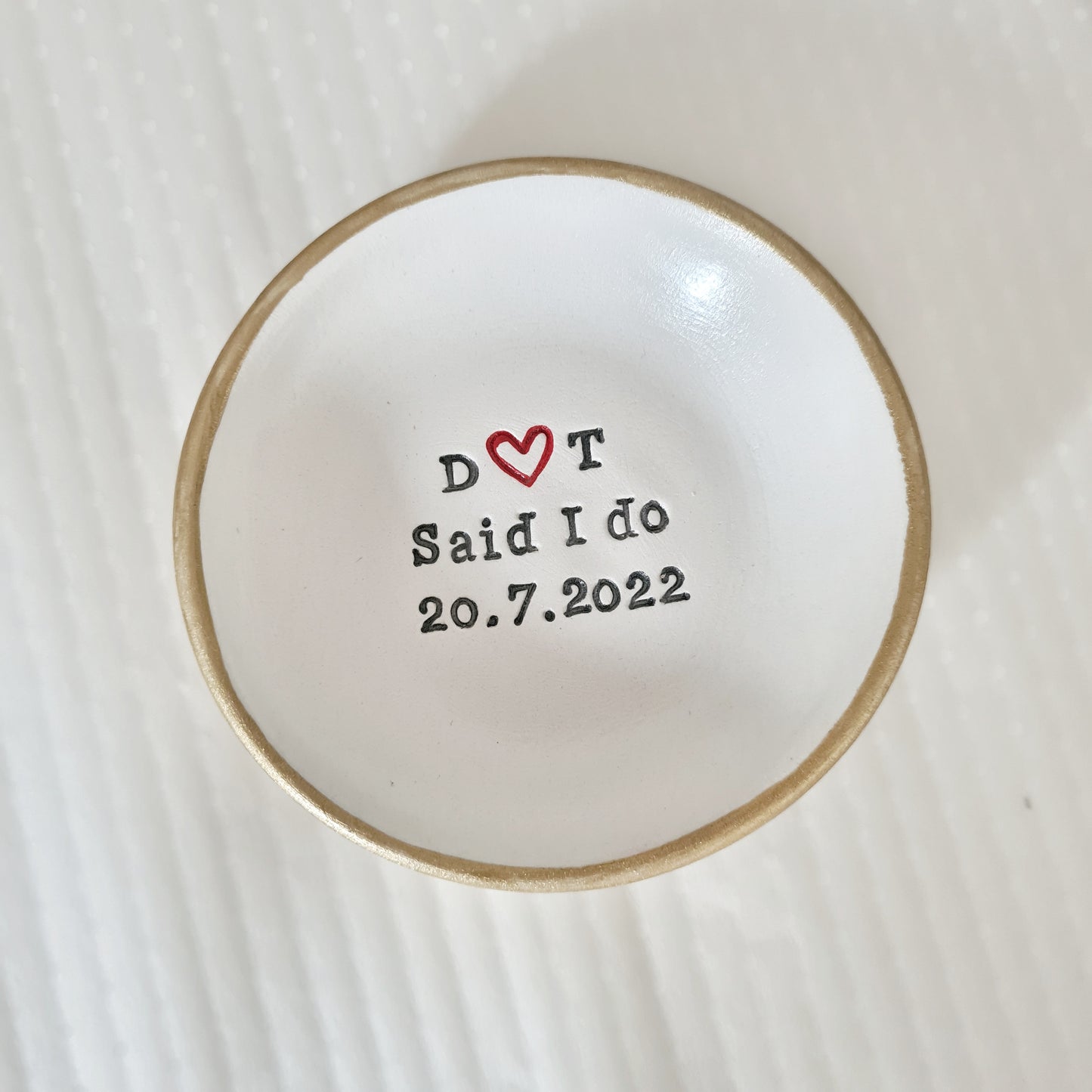 Personalised wedding keepsake 'I do' dish with date