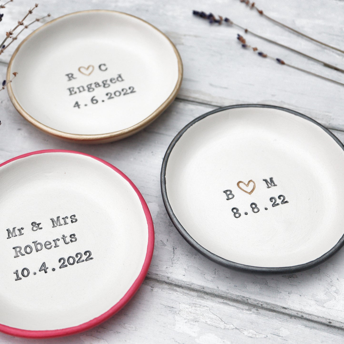 Personalised engagement dish with date